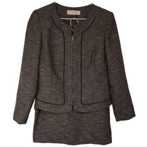 Tahari ASL Long Sleeve Dress Suit Jacket Skirt- Black White - Size 8